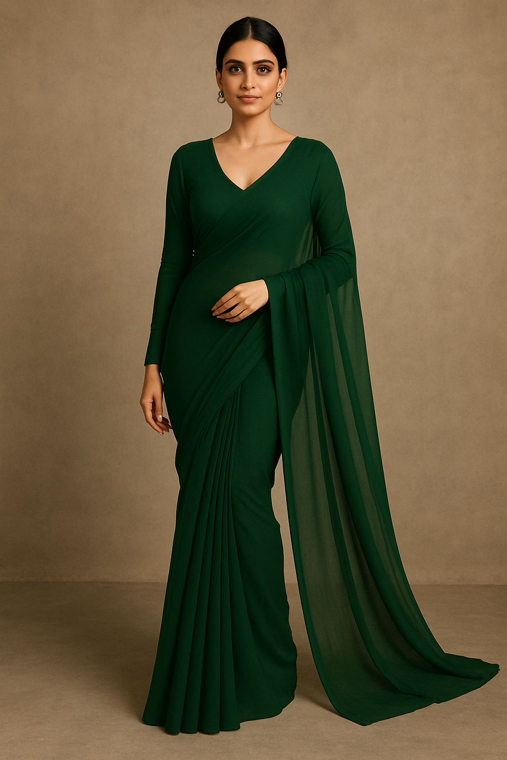 Bottle green-solid chiffon