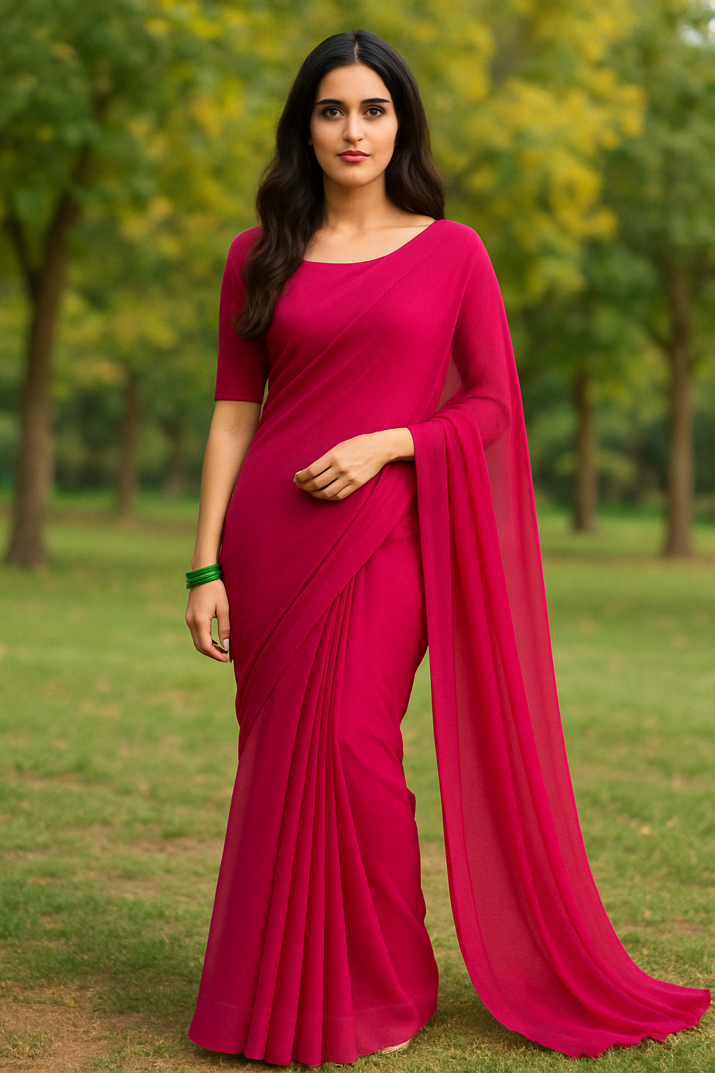 Hot pink-solid chiffon