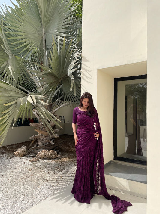 Purple Lace saree