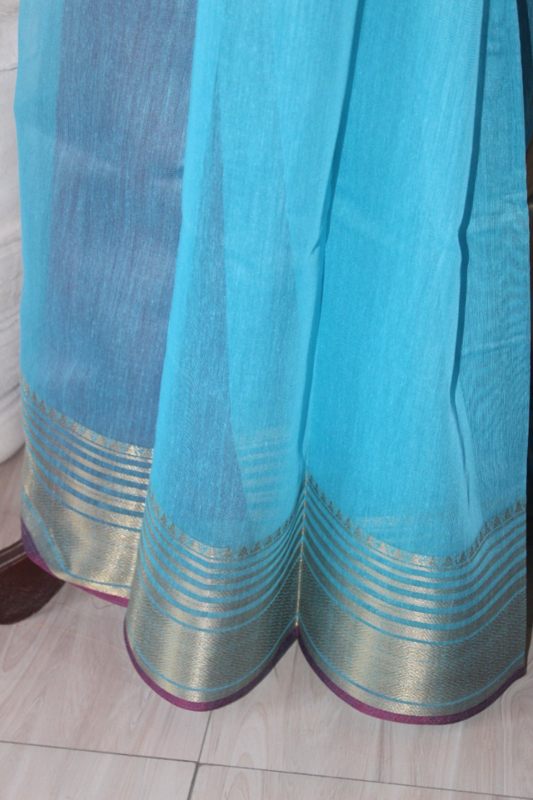 Sky Blue Breathable Cotton Saree