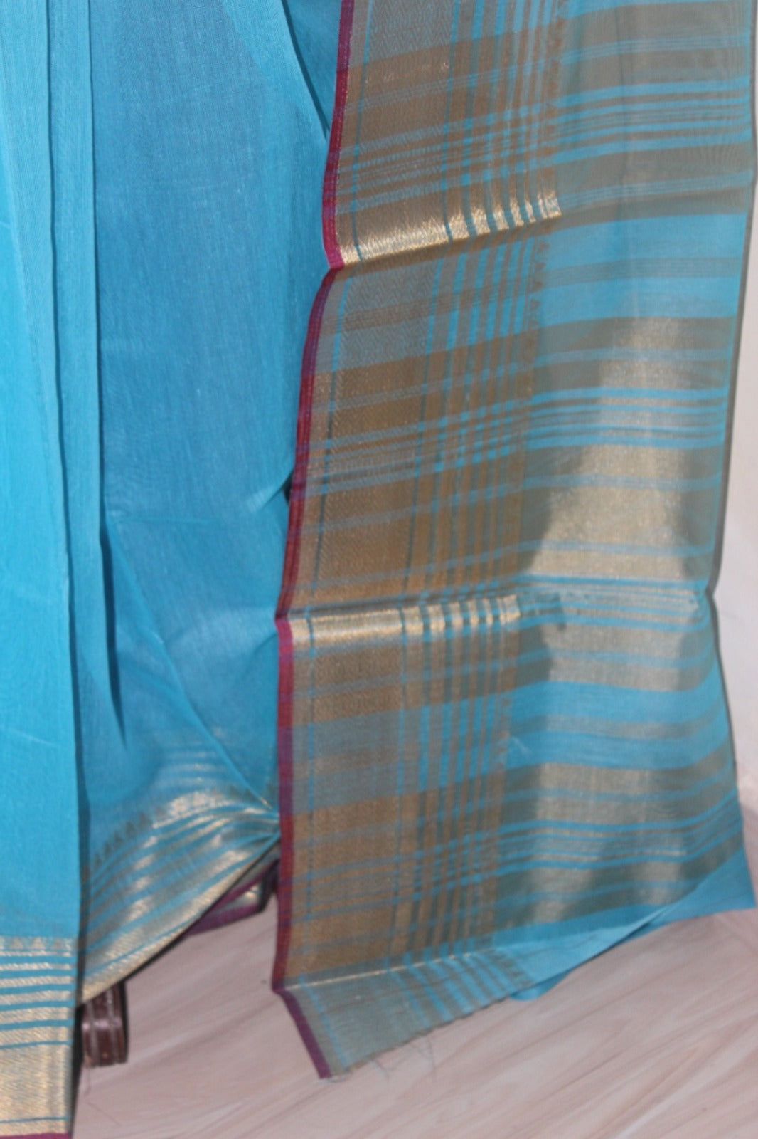 Sky Blue Breathable Cotton Saree
