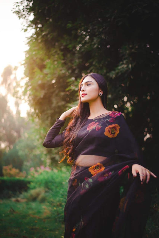 Siyah Stitched Saree