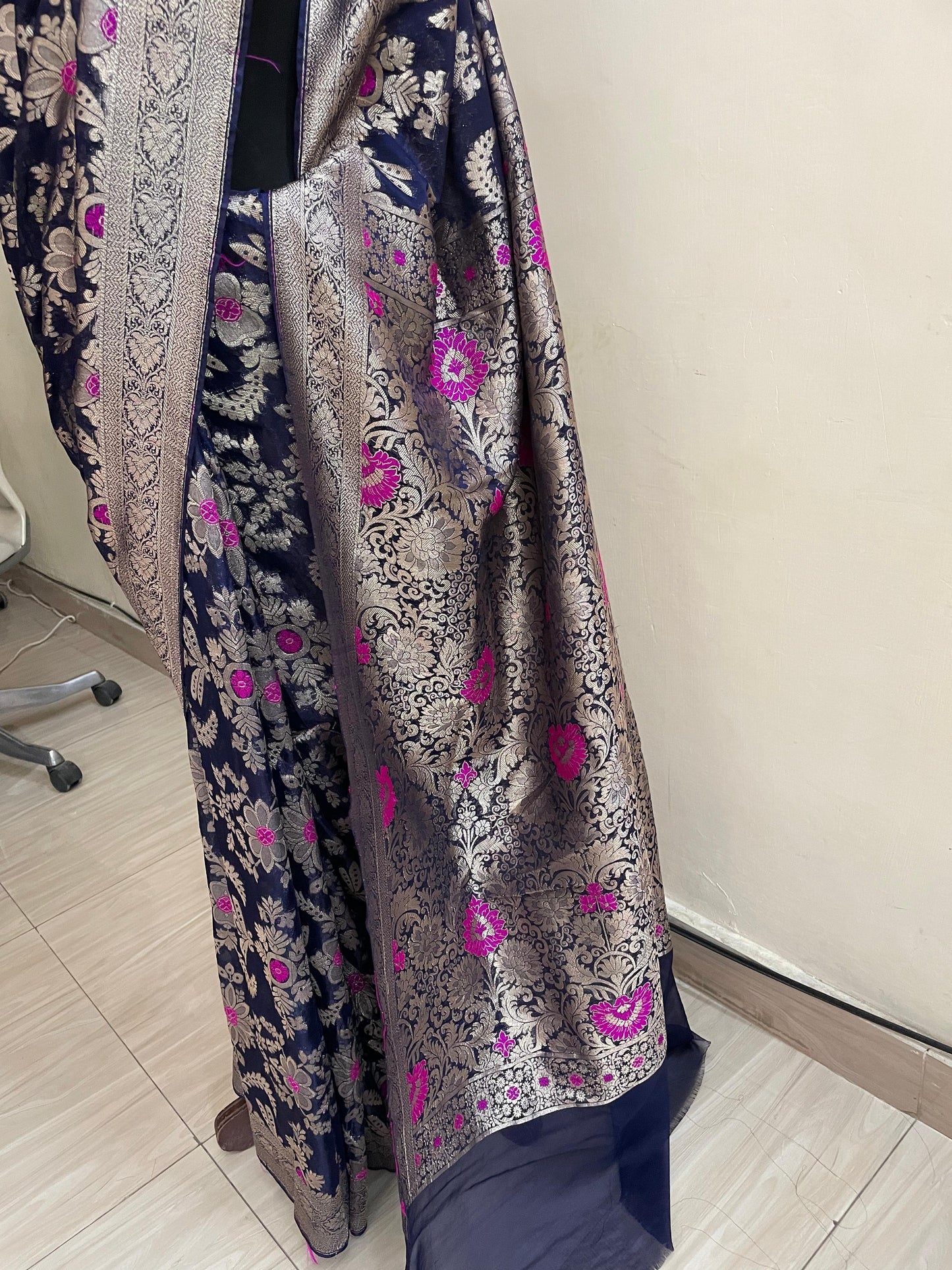 Ocean Navy Banarsi Silk