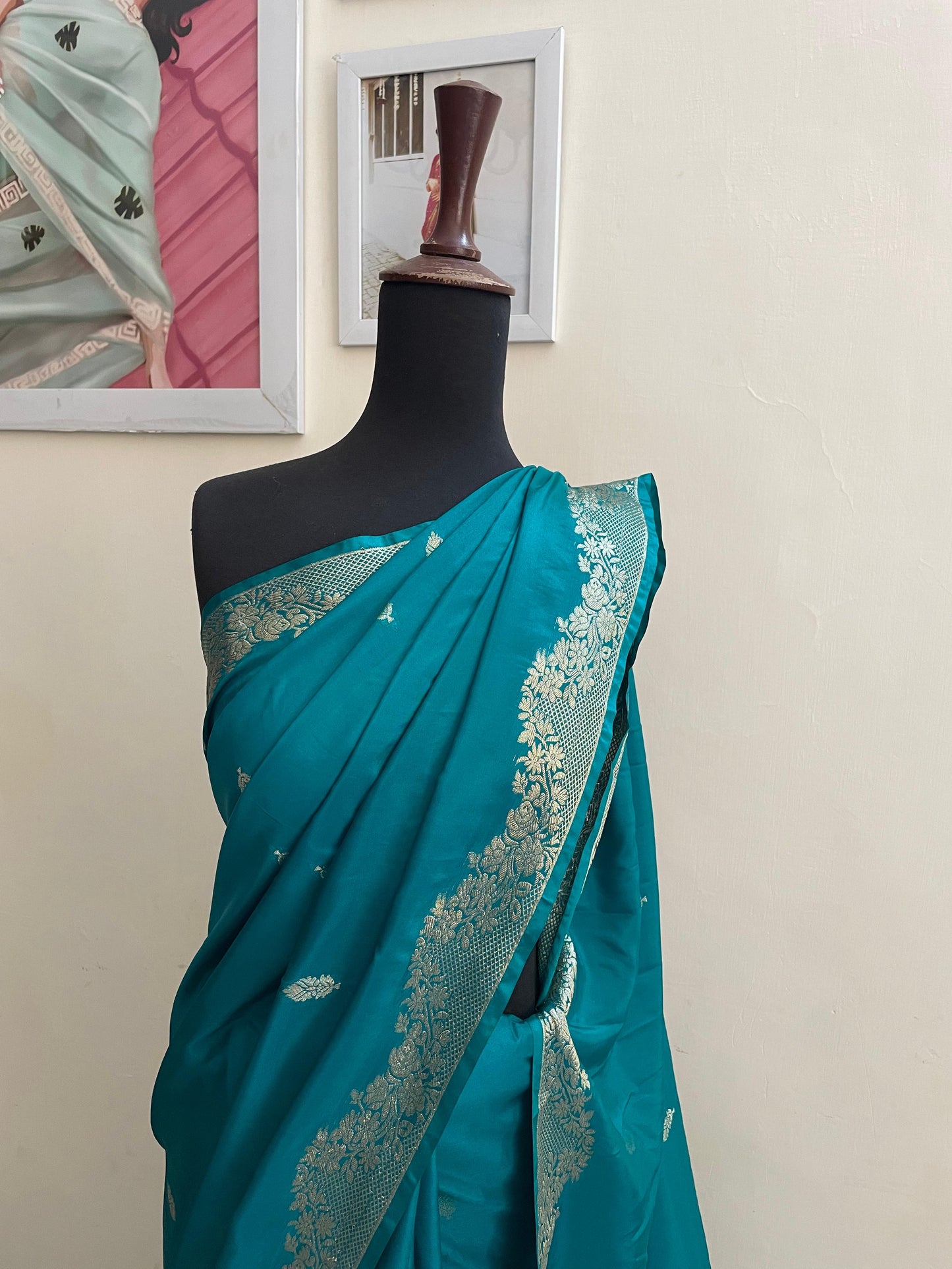 Teal Green Banarsi Silk