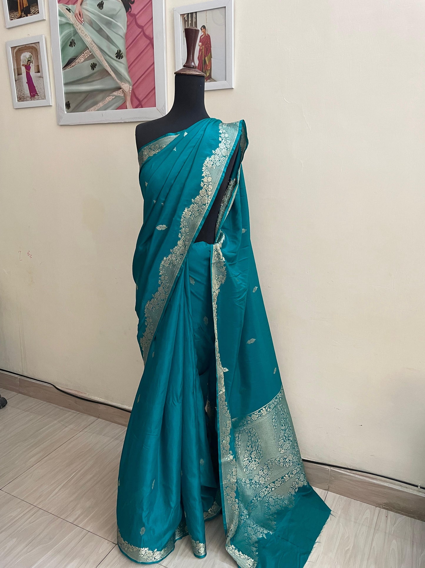 Teal Green Banarsi Silk