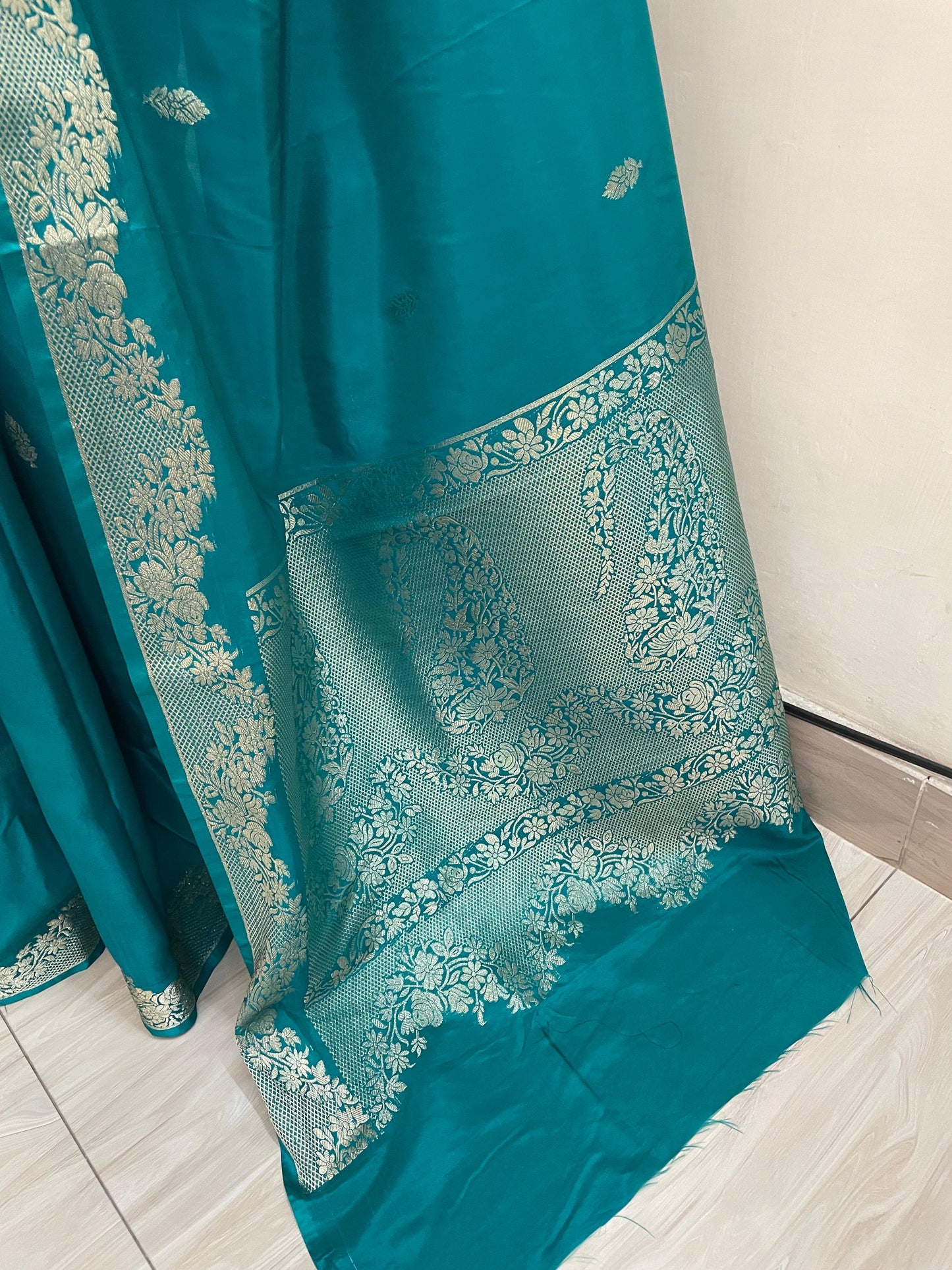 Teal Green Banarsi Silk