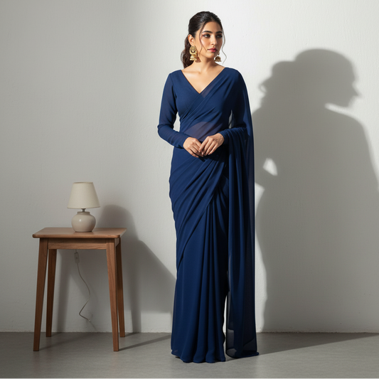 Dark Blue-solid chiffon