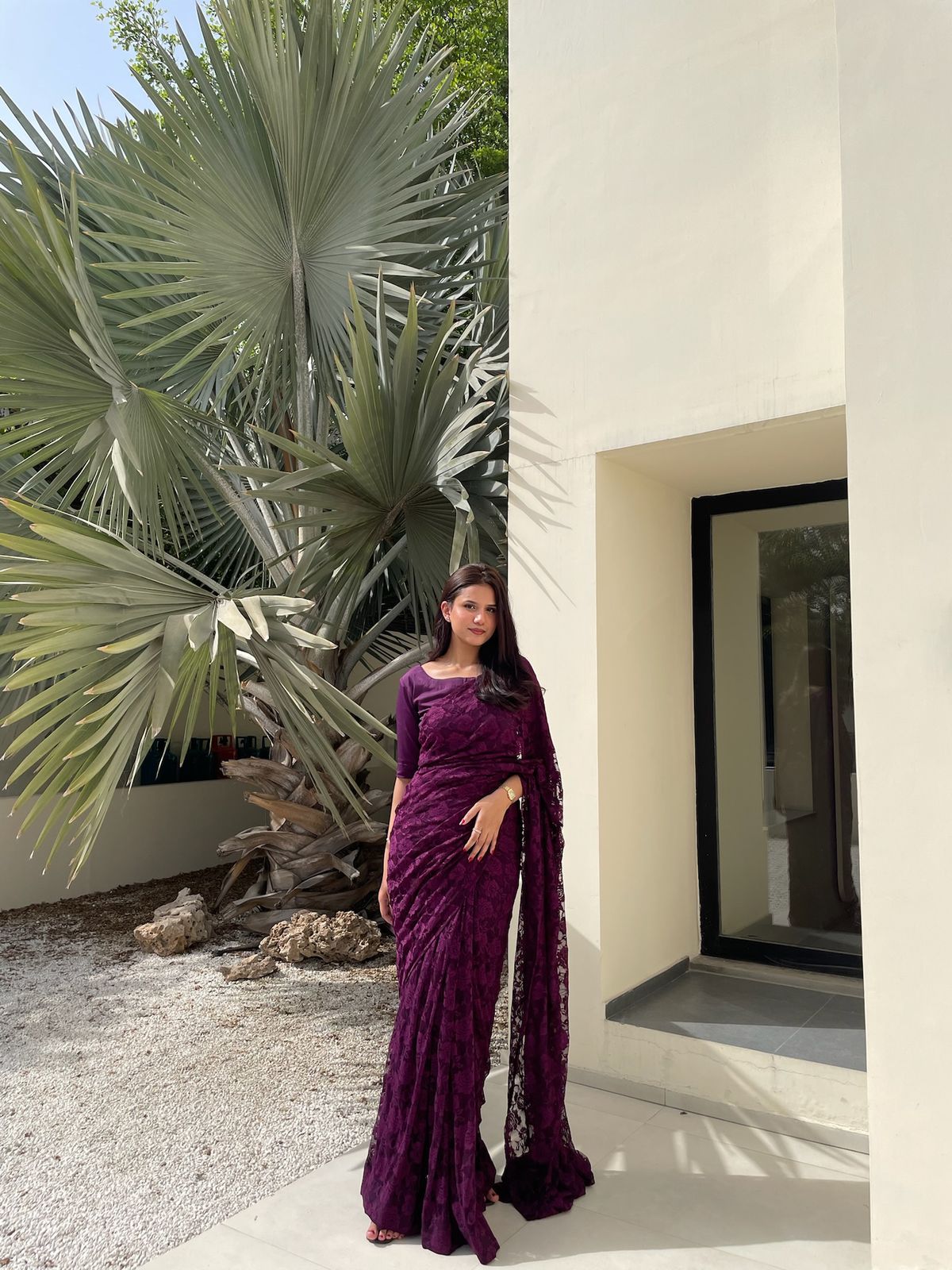 Purple Lace saree
