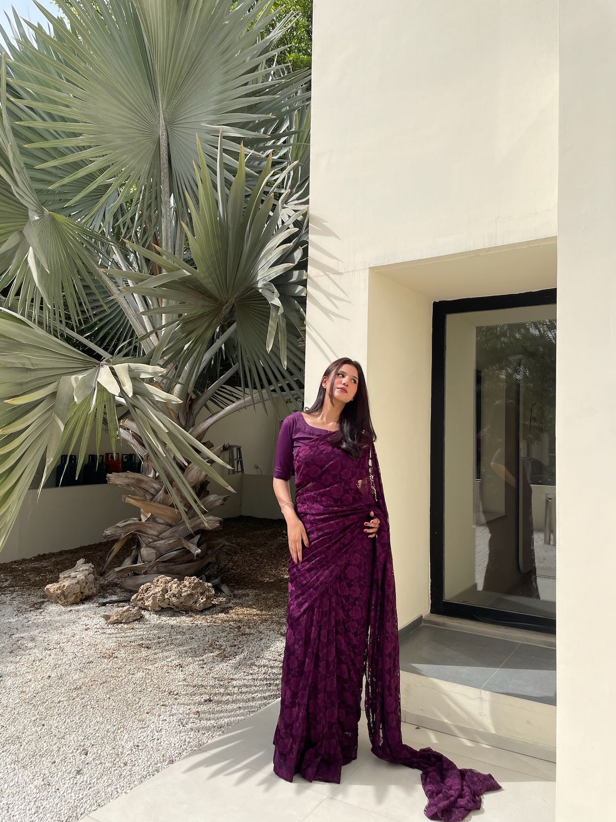 Purple Lace saree