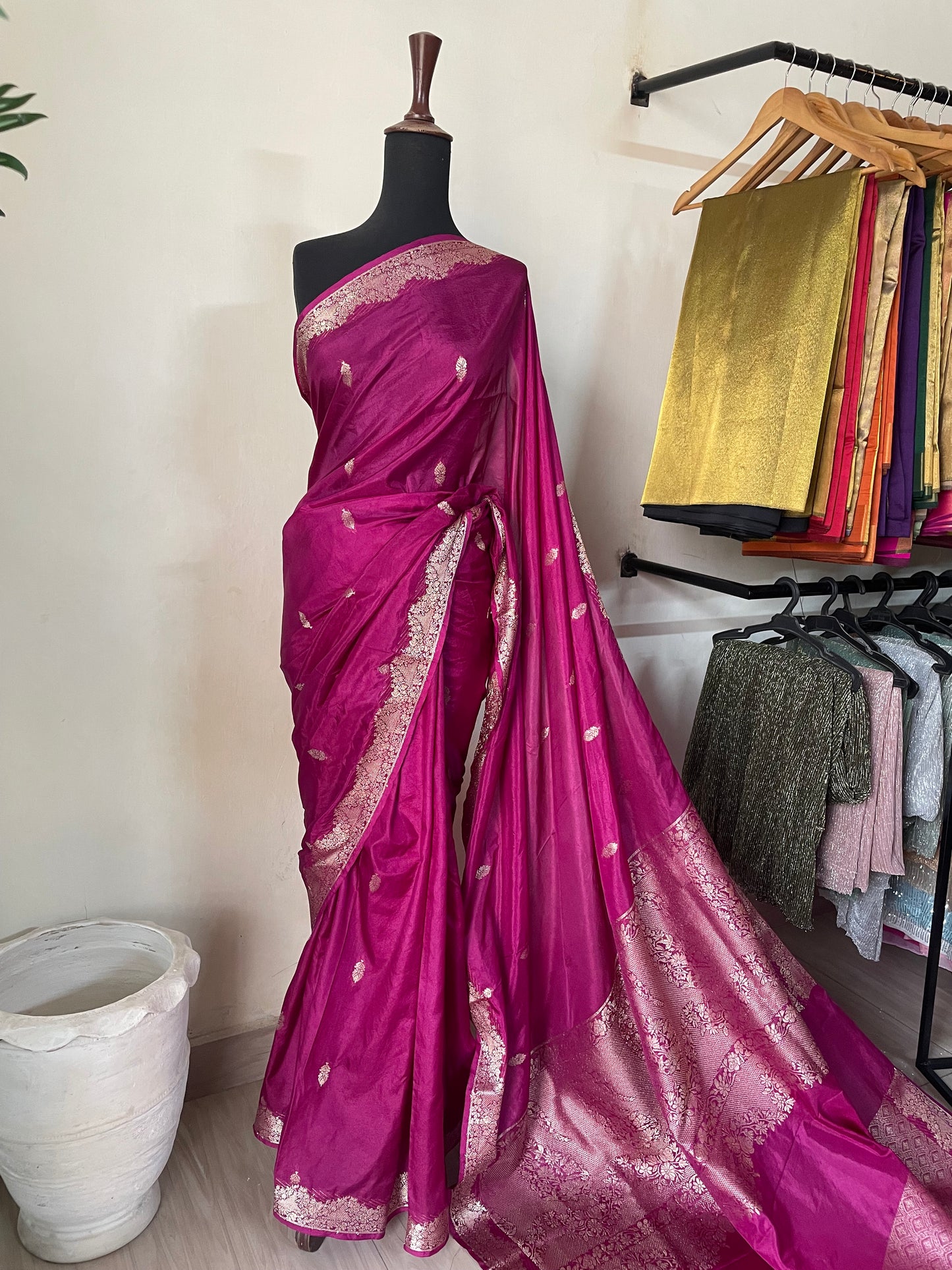 Hot Pink  Banarsi Saree