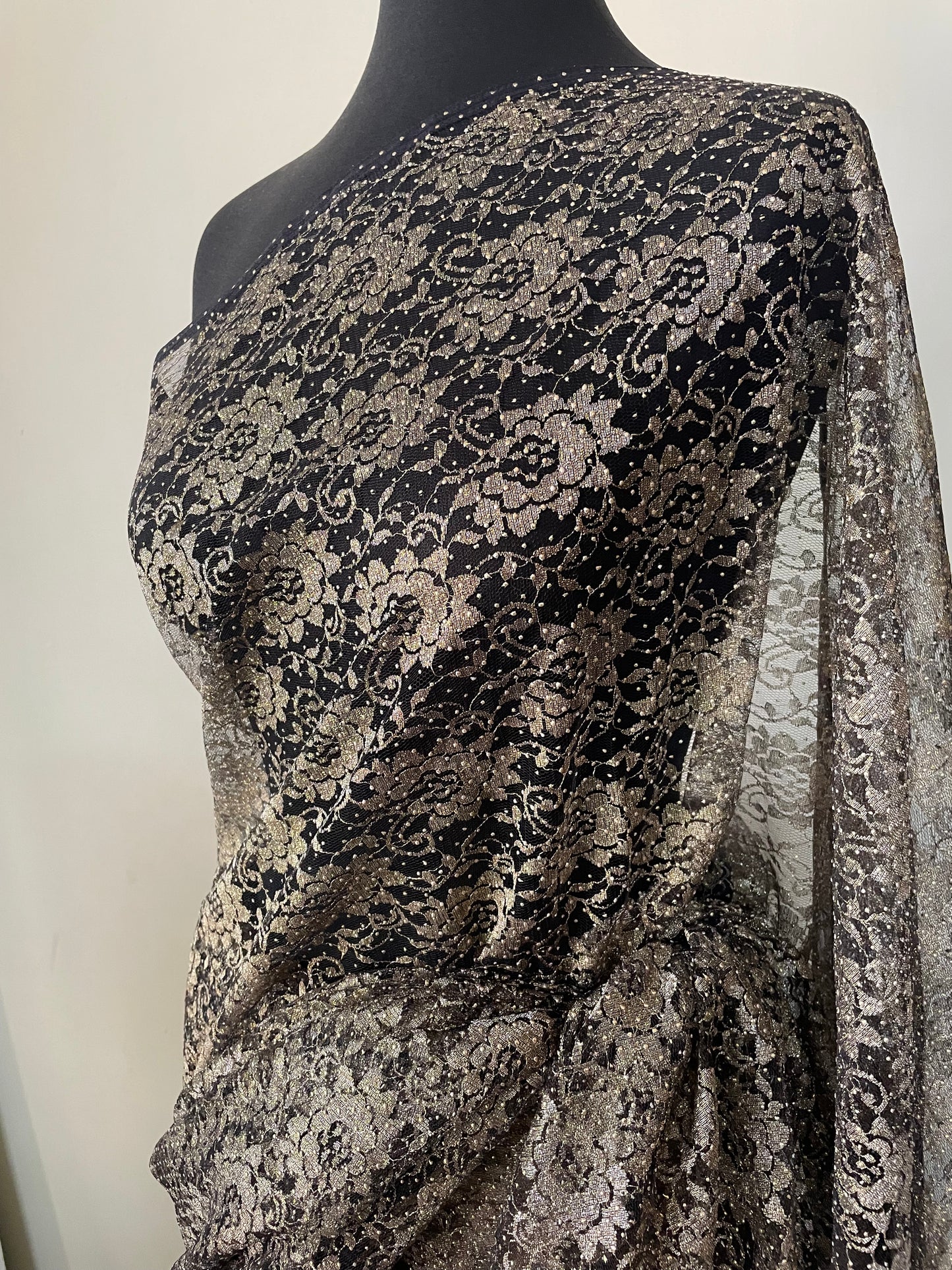 Charcoal sequins net saree