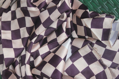 Purple printed silk