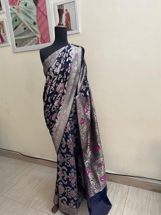 Ocean Navy Banarsi Silk
