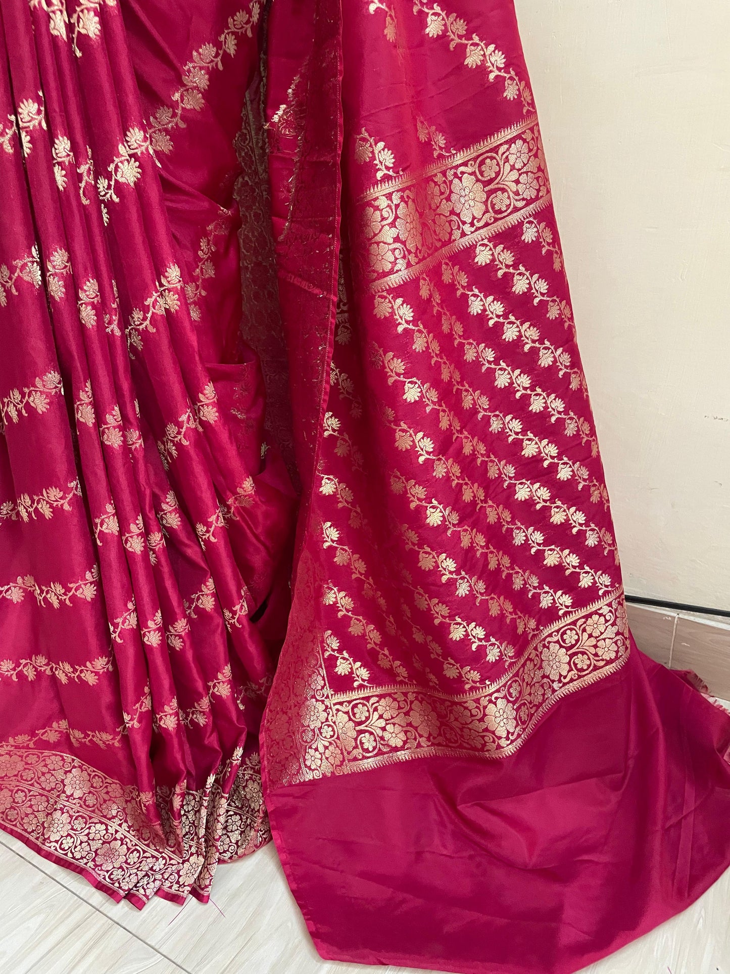 Maroonish Pink Banarsi Silk