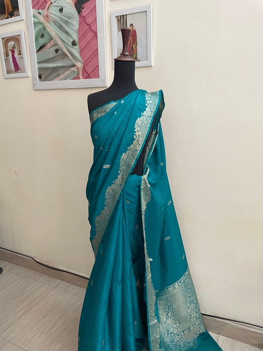 Teal Green Banarsi Silk