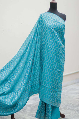 Turquoise Banarsi Silk